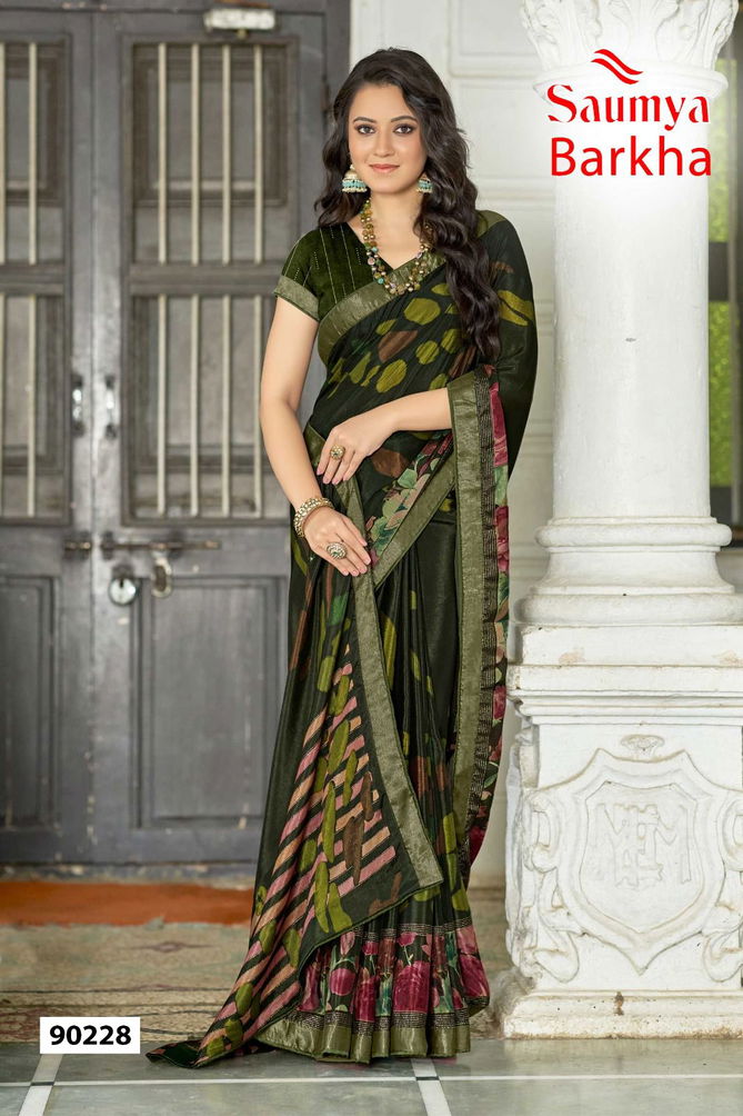 Barkha By Saumya Chinon Viscose Printed Sarees Suppliers In India